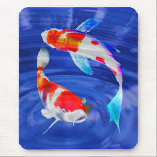 Kohaku Duo in Deep Blue Pond Mouse Pad