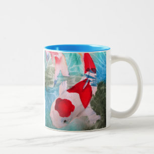 Kohaku Koi 2 Japanese watercolor fish art Two-Tone Coffee Mug