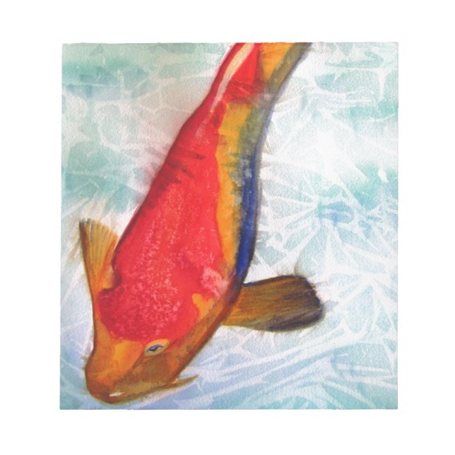 Kohaku Koi Japanese fish watercolor art Notepad (Front)