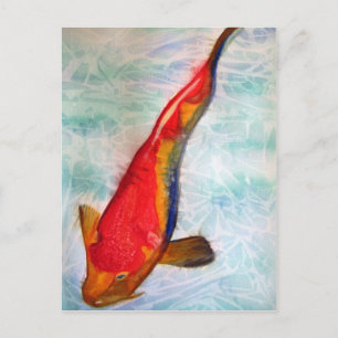 Kohaku Koi Japanese fish watercolor art Postcard