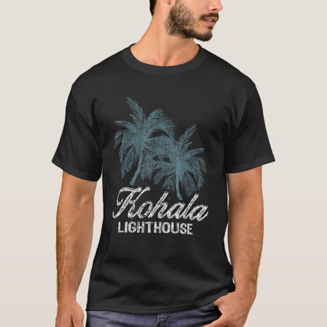 Kohala Lighthouse Hawaii Two Big Palms T-Shirt (Front)