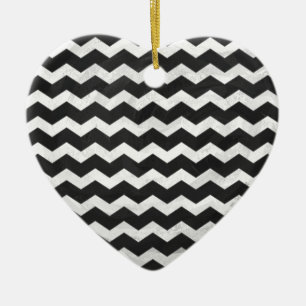 Kohl Black Chevron Pattern Ceramic Ornament