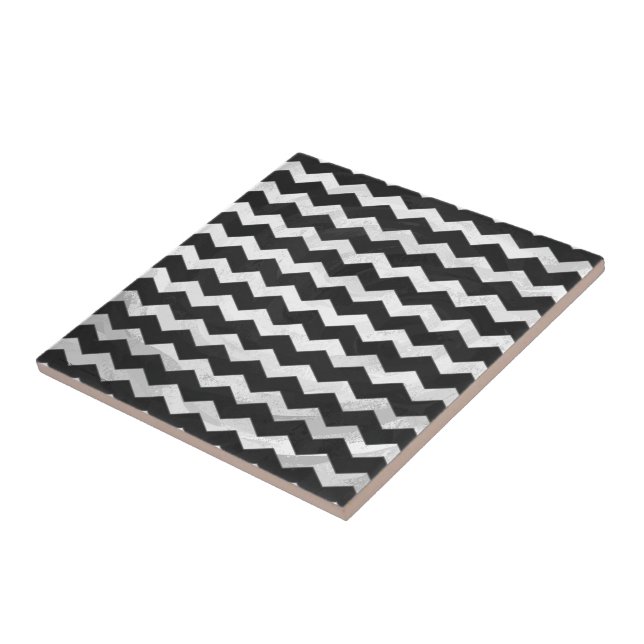 Kohl Black Chevron Pattern Tile (Side)