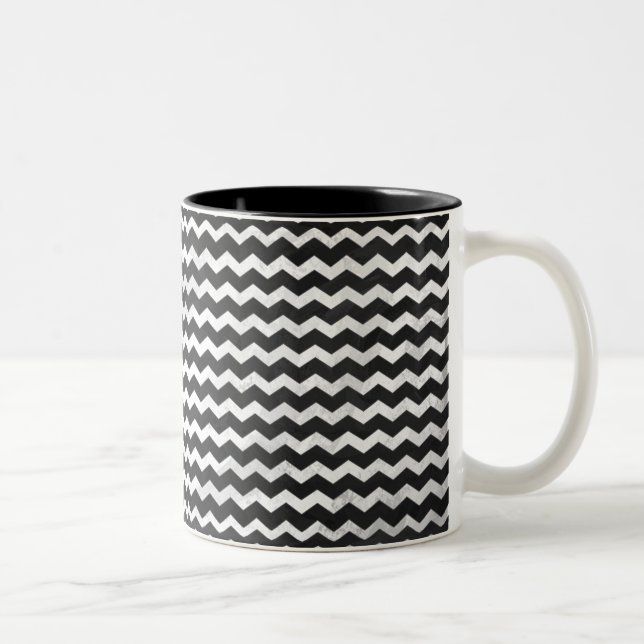 Kohl Black Chevron Pattern Two-Tone Coffee Mug (Right)