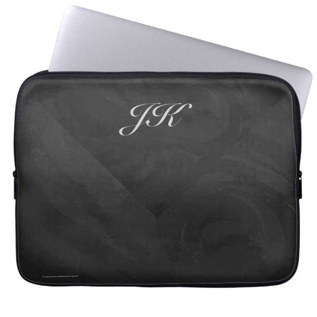 Kohl Black Monogram Personalized Laptop Sleeve (Front)