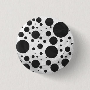 Kohl Black Polka Dot Pattern 1 Inch Round Button