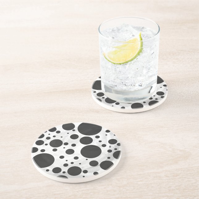 Kohl Black Polka Dot Pattern Coaster (Side)