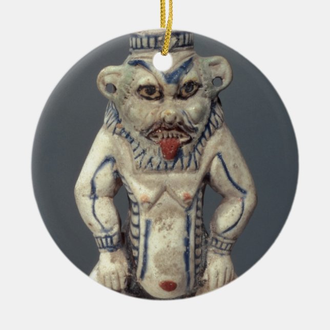 Kohl Pot, depicting the Egyptian household god Bes Ceramic Ornament (Front)