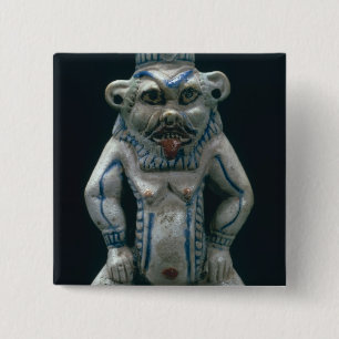 Kohl pot in the form of the god Bes, New Kingdom, 2 Inch Square Button