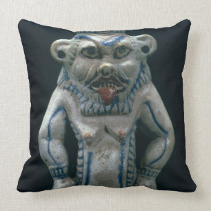 Kohl pot in the form of the god Bes, New Kingdom, Throw Pillow