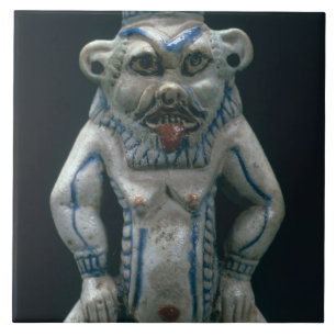 Kohl pot in the form of the god Bes, New Kingdom, Tile