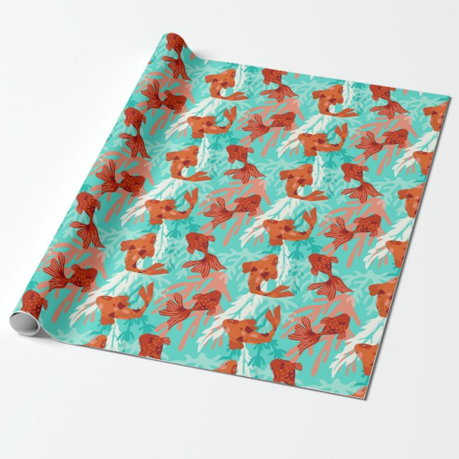 Koi and Goldfish Wrapping Paper (Unrolled)