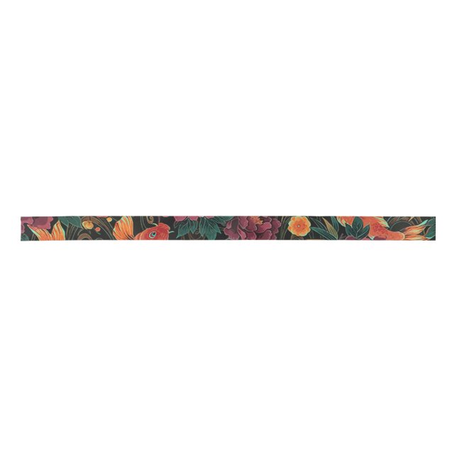 Koi and Peonies Ribbon Satin Ribbon (Front)