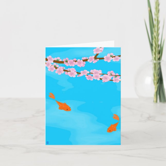 Koi and Sakura Note Card (Front)