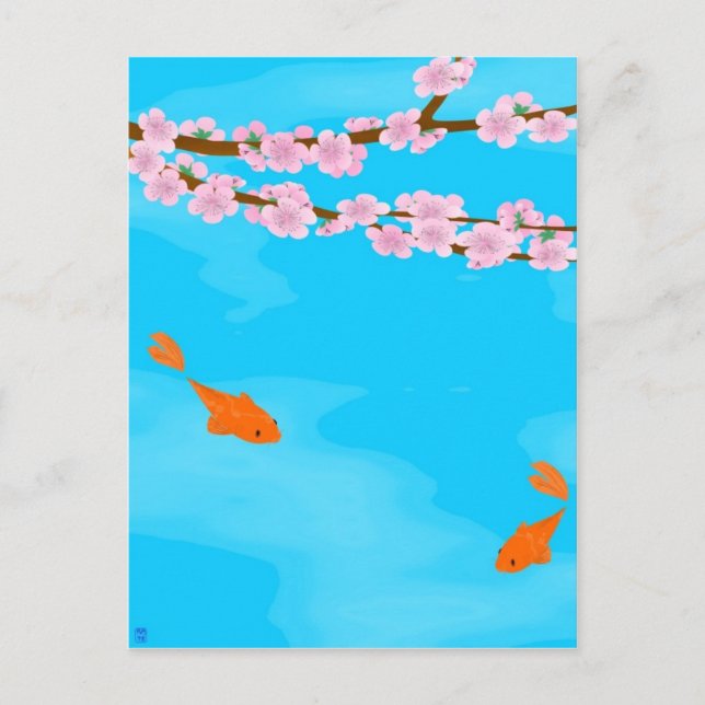 Koi and Sakura Postcard (Front)