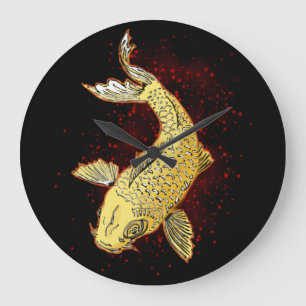 Koi Black  Large Clock
