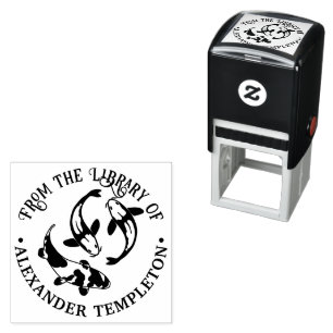 Koi Carp Fish Library Book Name Self-inking Stamp