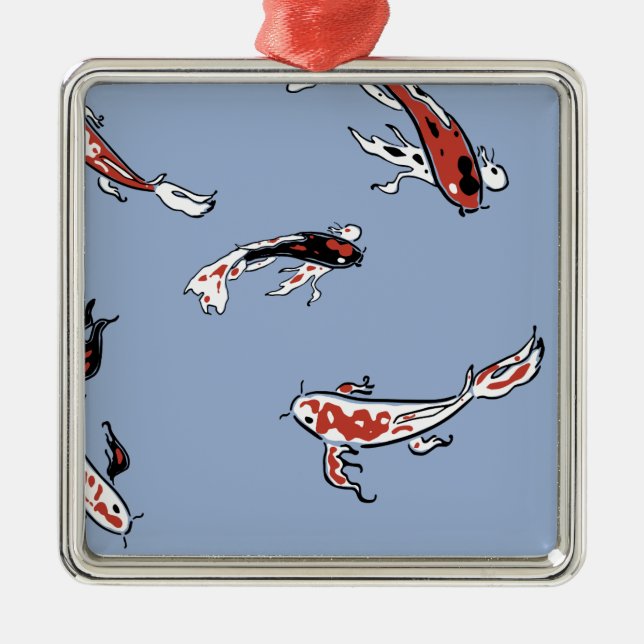 Koi Carp Fish Pattern Christmas Ornament (Front)