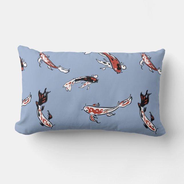 Koi Carp Fish Pattern Lumbar Pillow (Front)