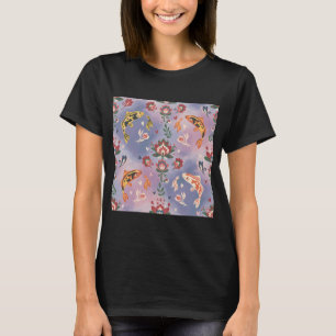 Koi Carp Seamless Pattern in Folk Art Style â€“ Sc T-Shirt