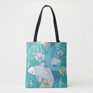 Koi Carp Seamless Pattern Tote Bags