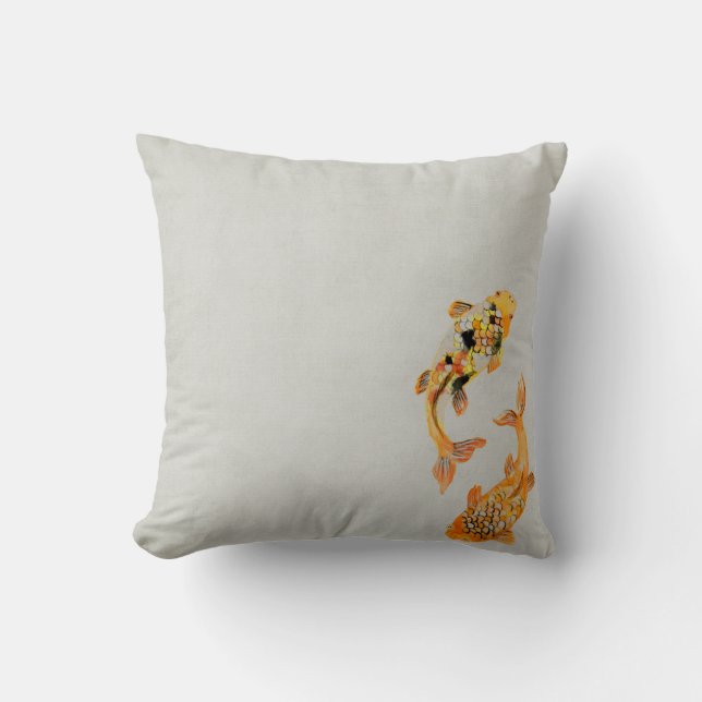 Koi Carp vintage Throw Pillow (Front)