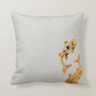 Koi Carp vintage Throw Pillow