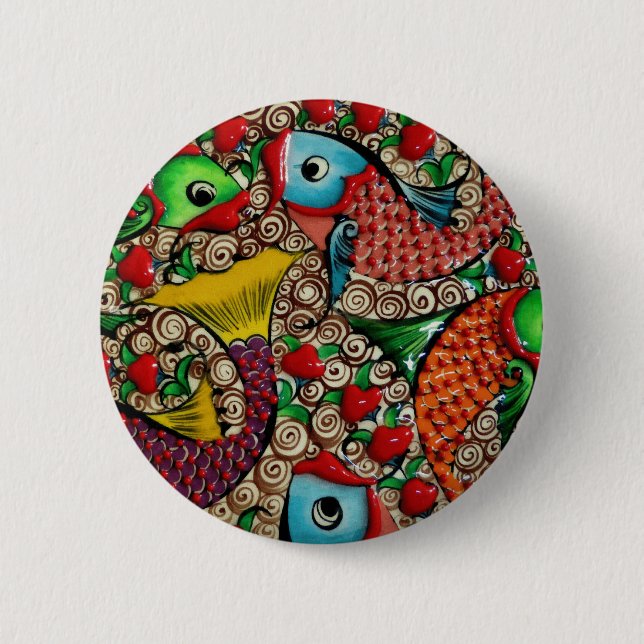 Koi Fish 2 Inch Round Button (Front)