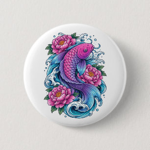 Koi Fish 2 Inch Round Button