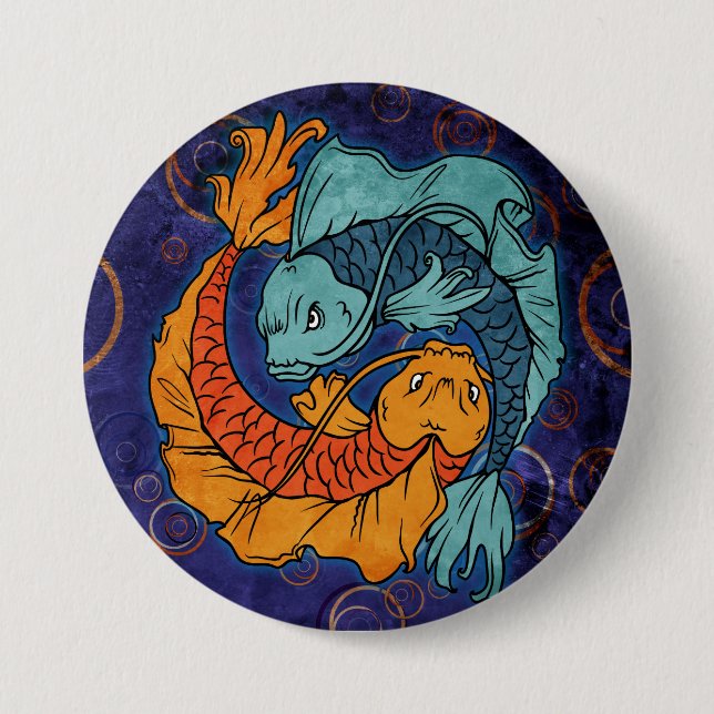 Koi Fish 3 Inch Round Button (Front)
