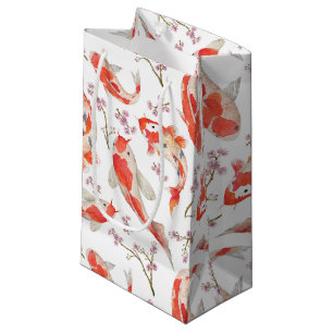 Koi Fish and Cherry Blossom Pattern Small Gift Bag