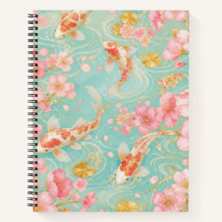 Koi Fish and Cherry Blossom Pond Notebook