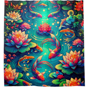 “Koi Fish and Lotus Flowers - Vibrant Aquatic Art”