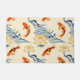 Koi Fish and Lotus Seamless Pattern Doormat