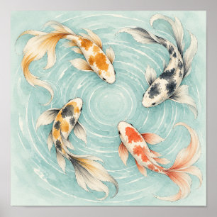 Koi Fish and Water Rings Art Print