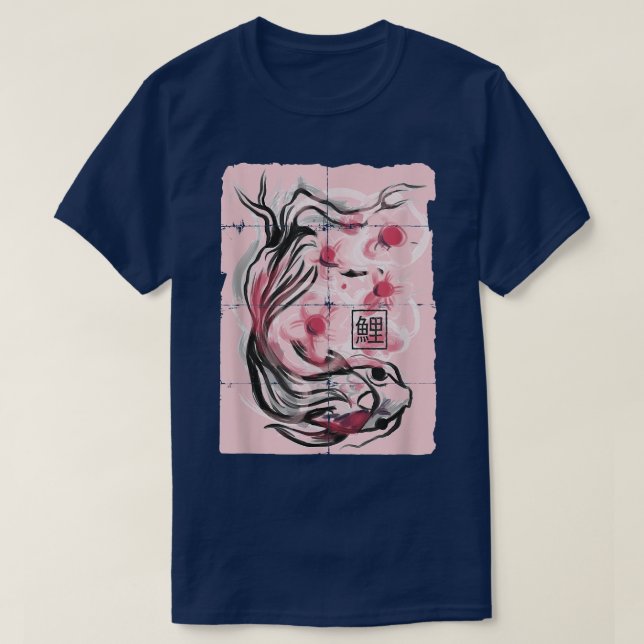Koi Fish Animals Sakura Flowers  T-Shirt (Design Front)