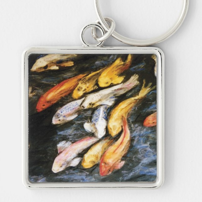 Koi Fish Art Painting Pendant Keychains (Front)