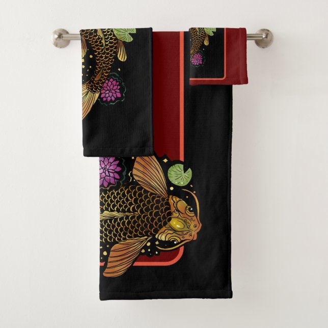 Koi Fish Bath Towel Set (Insitu)