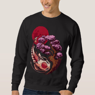 Koi Fish Carp Yin Yang Bonsai Tree Moon Asian Japa Sweatshirt