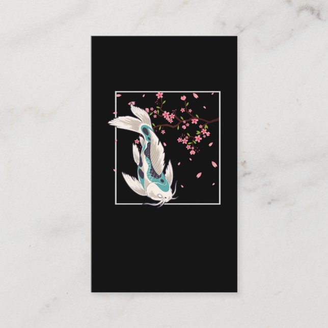 Koi Fish Cherry Blossom Japanese Carp Fishfarming Business Card (Front)