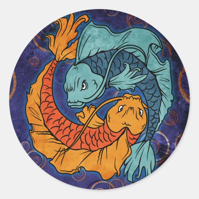 Koi Fish Classic Round Sticker (Front)