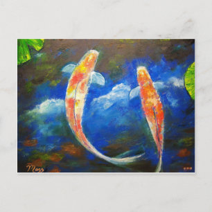 Koi Fish Cloud Reflections Postcard