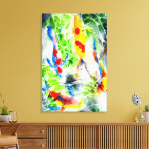 Koi fish colourful watercolor art canvas print