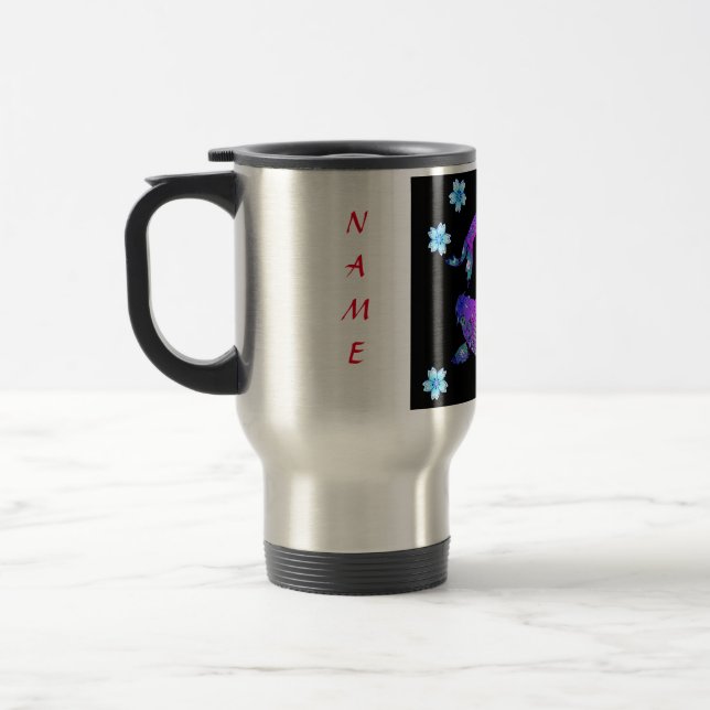 KOI FISH CUSTOM NAME TRAVEL MUG (Left)