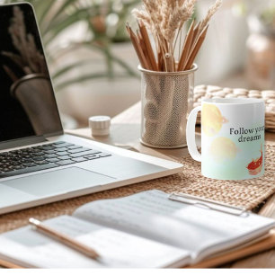 Koi Fish Dream Quote Art Print – "Follow Your Drea Coffee Mug