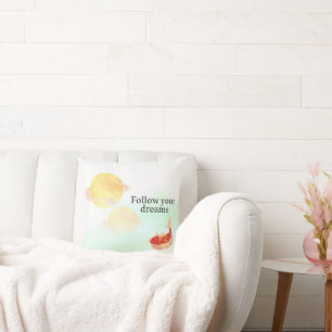 Koi Fish Dream Quote Art Print – "Follow Your Drea Throw Pillow