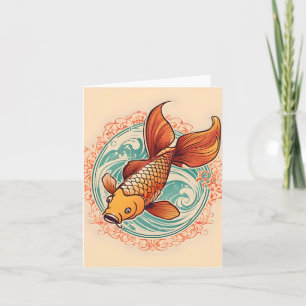 Koi Fish Étude Une Carte De Voeux Pliée