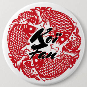 Koï Fish Fan 6 Inch Round Button