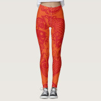 Koi Fish Fashion Asian Art Papercut leggings