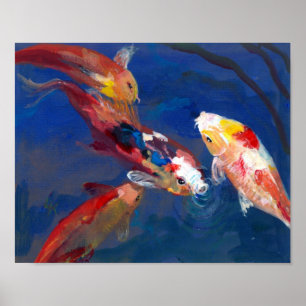 Koi Fish Feeding Poster